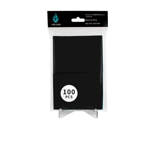 Black Fire Lion matte TCG sleeves — 100 pack, 66 × 91 mm