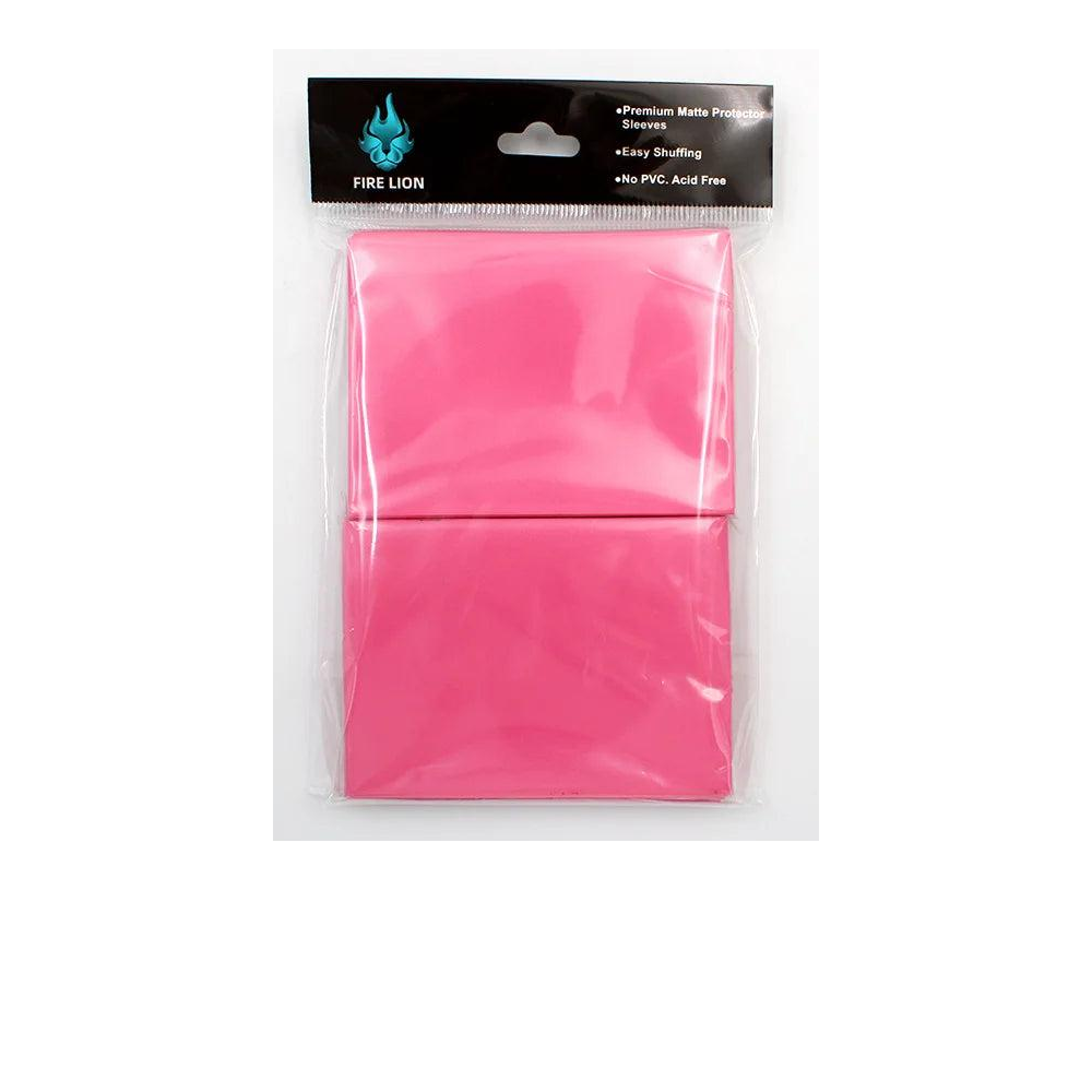 Pink Fire Lion matte TCG sleeves — 100 pack, 66 × 91 mm