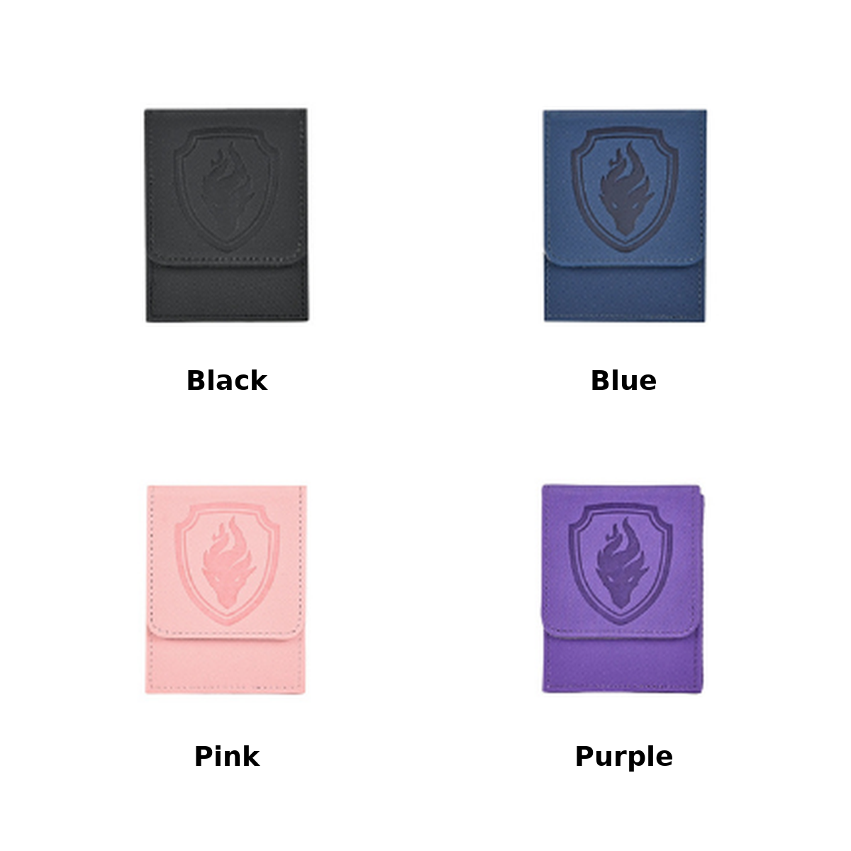 High-Quality Magnetic TCG Deck Box colour overview: Black, Blue, Pink and Purple