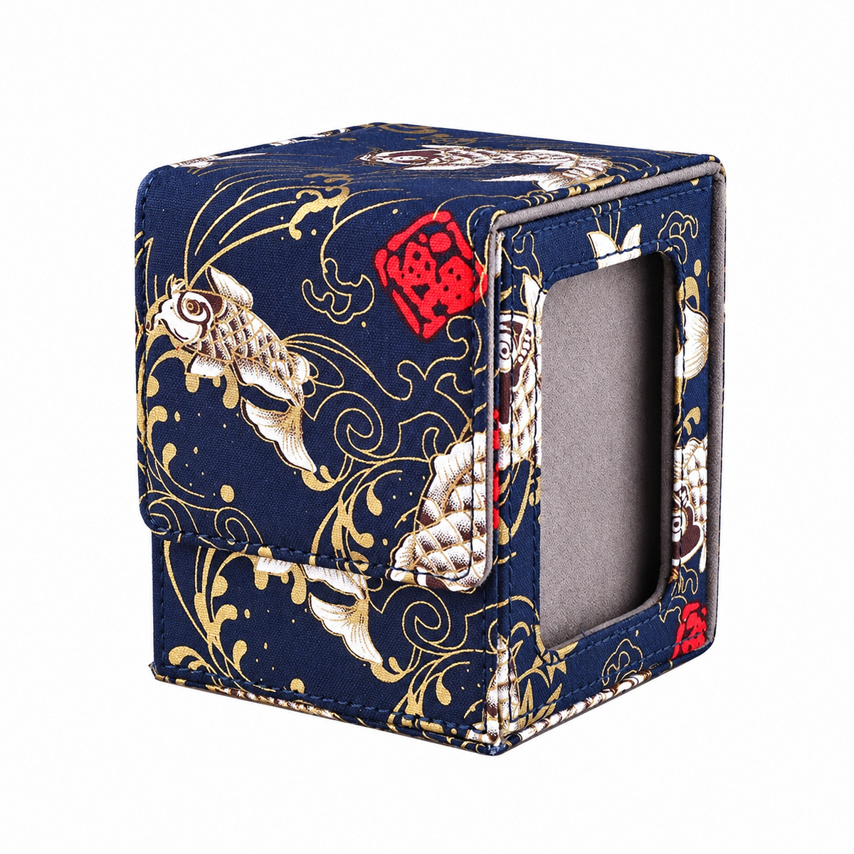Blue Koi Ukiyoe Deck Box on a clean white background.