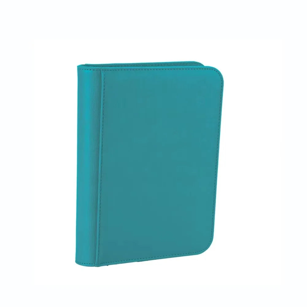 Petrol-coloured trading card binder on a white background.